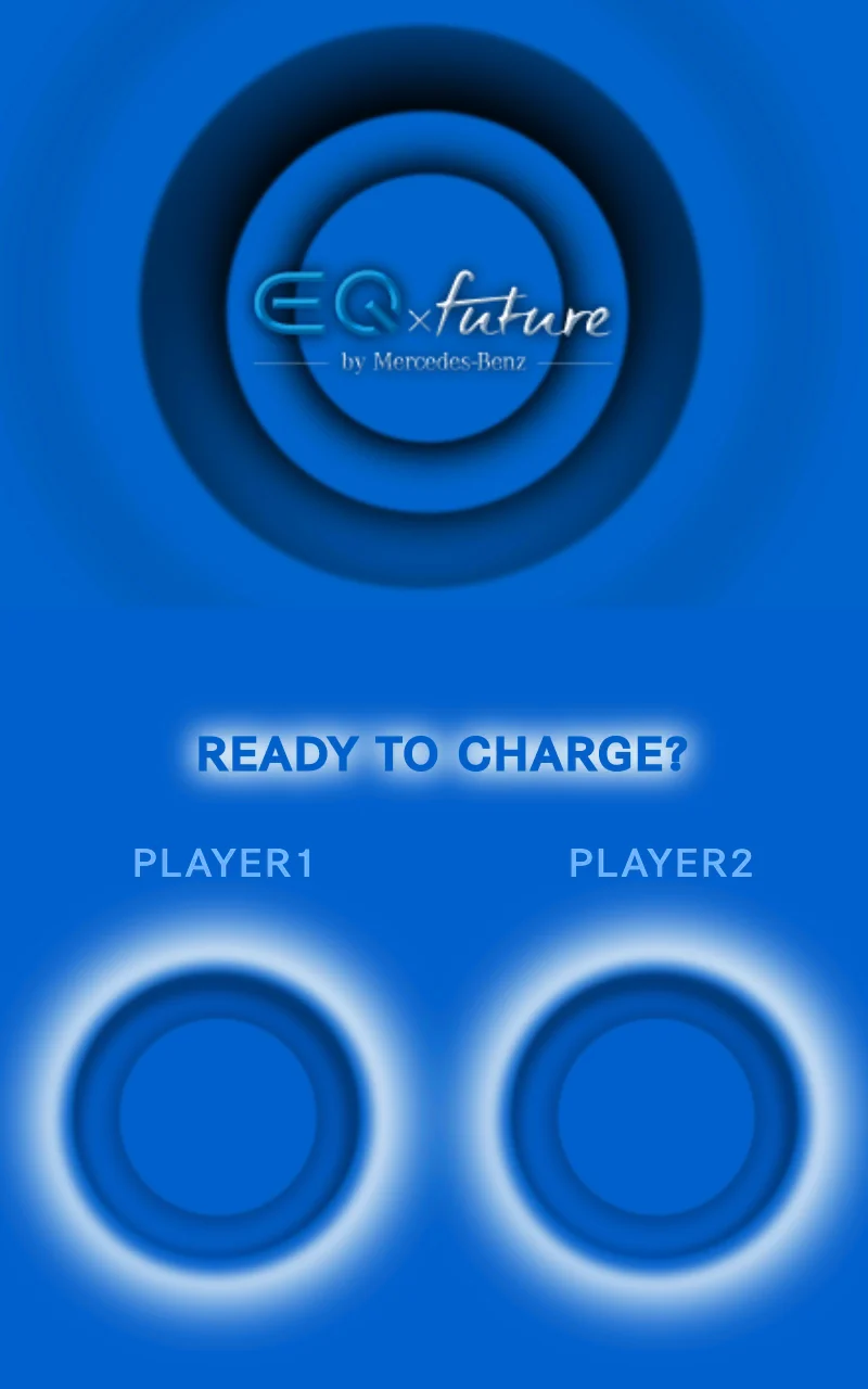 An EQ future circular graphic above; READY TO CHARGE and two starting circles below