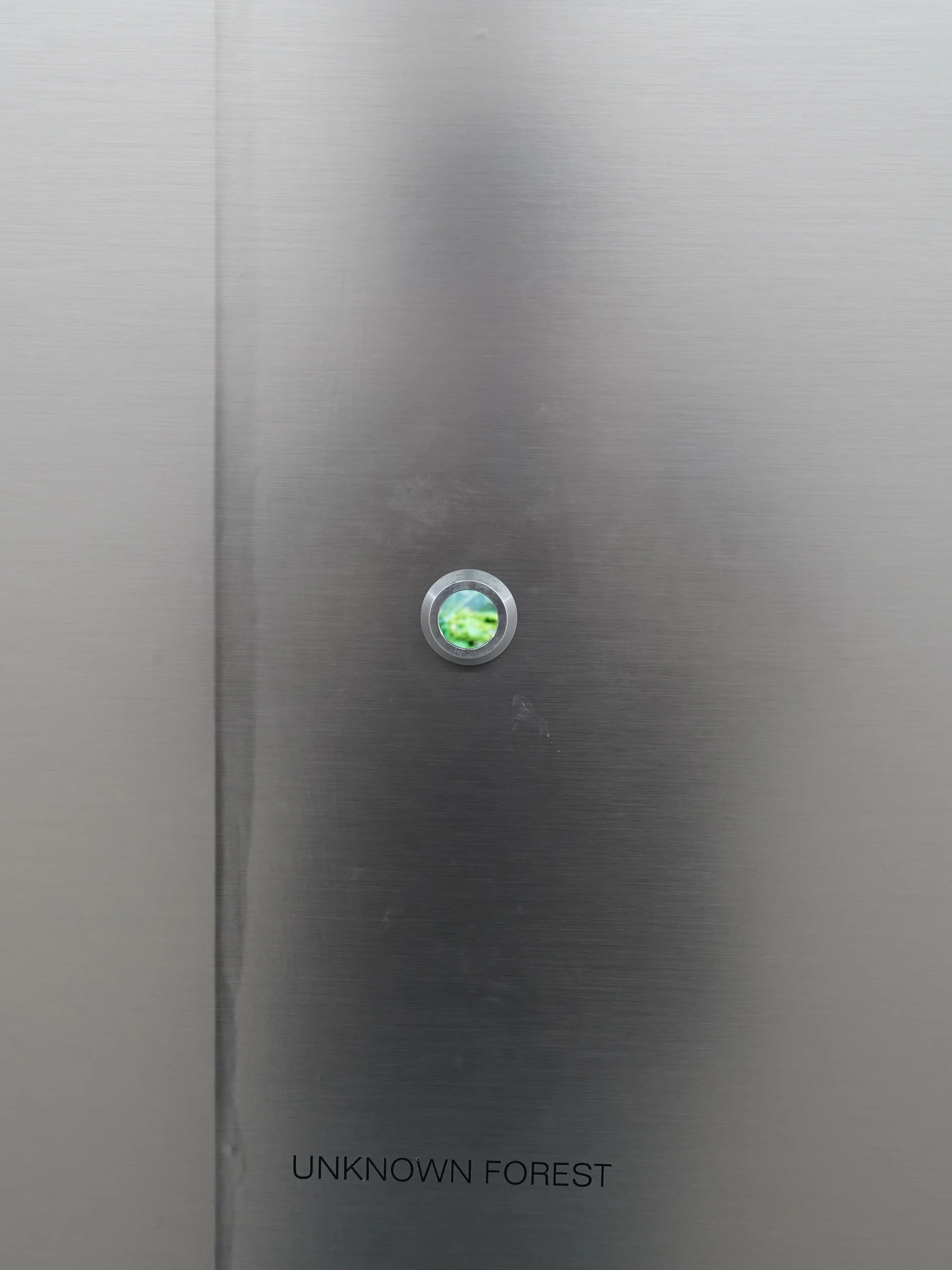 A small viewing hole on the cube face, with an UNKNOWN FOREST label below