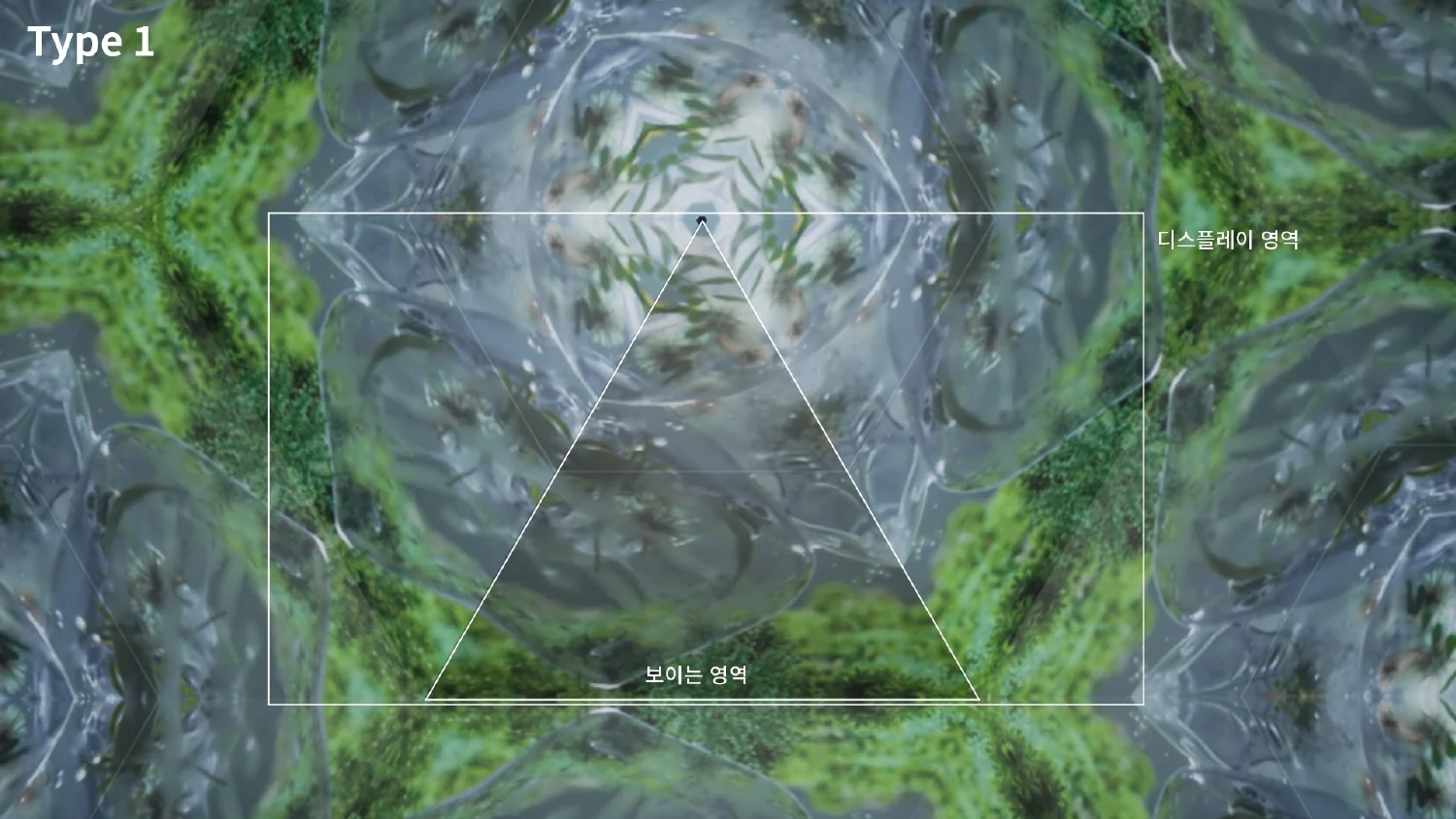 Kaleidoscope simulation with a triangular mirror arrangement