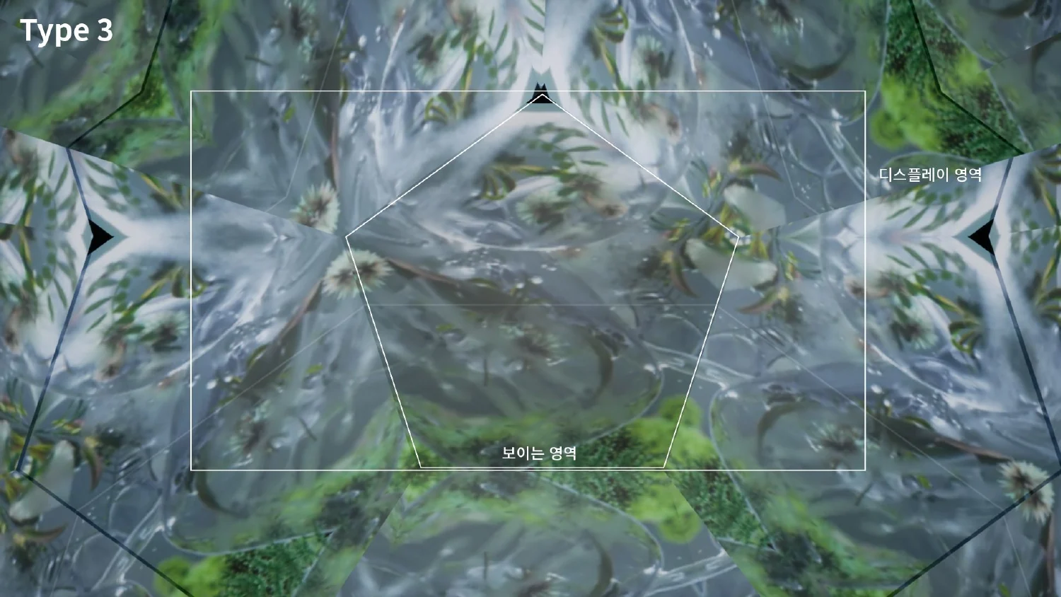 Kaleidoscope simulation with an alternative mirror arrangement