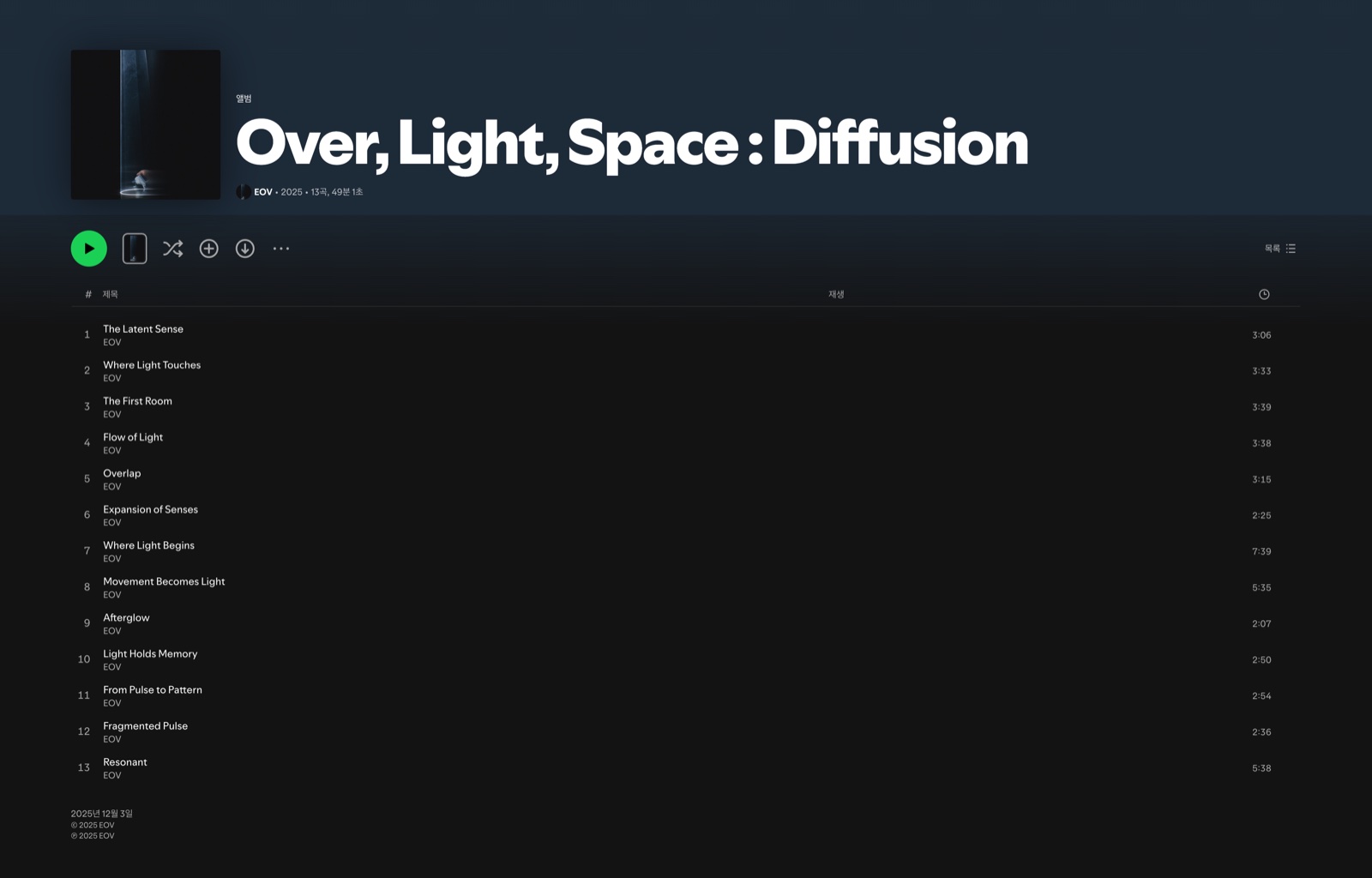 Over, Light, Space : Diffusion — Spotify