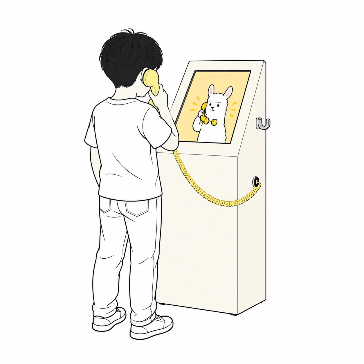 수화기로 소원을 말하는 참여자의 설명 선화