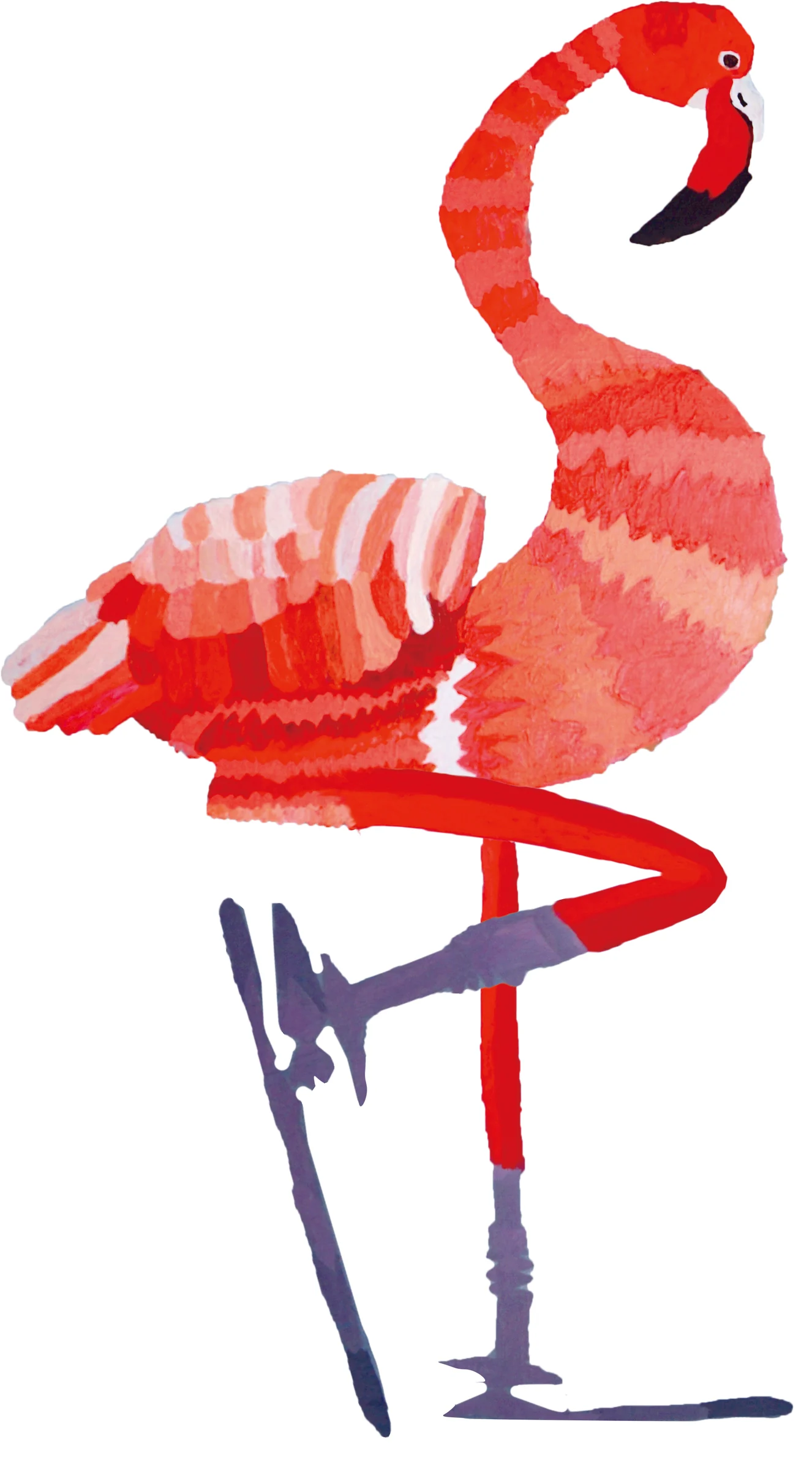 한쪽 다리를 든 홍학 그림