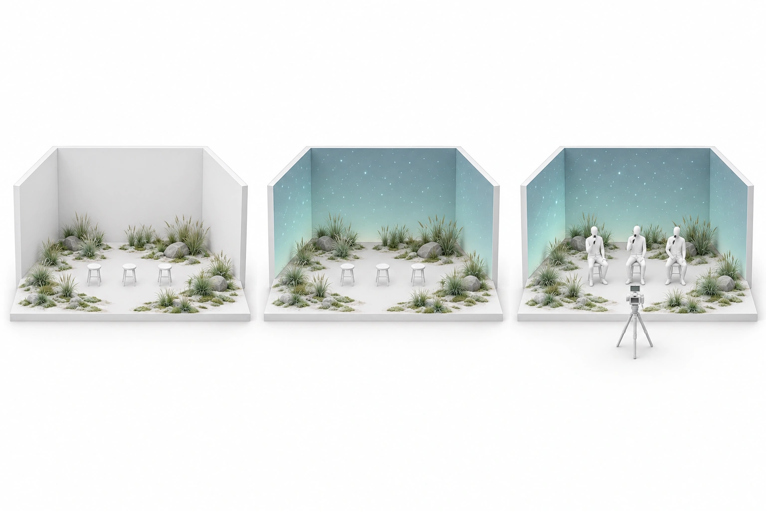 Model of the meadow and projection surfaces