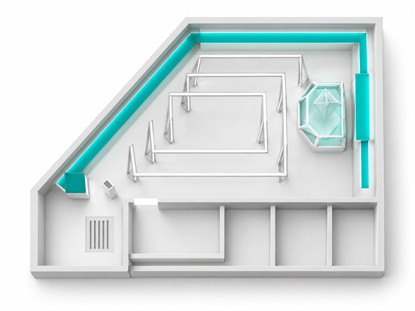 Spatial model of the third-floor LED message wall